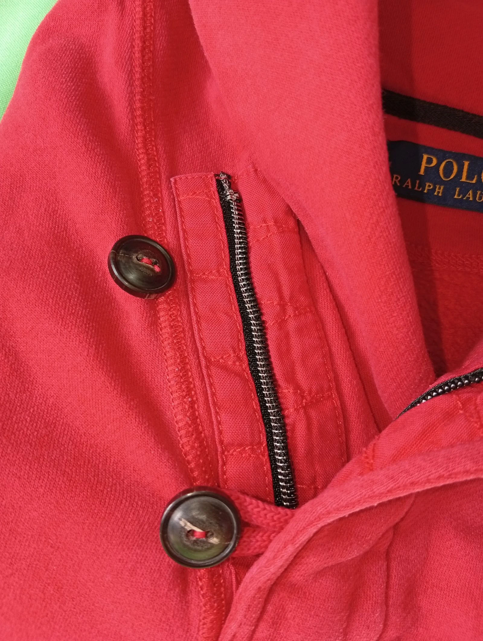 Polo Ralph Lauren Shawl Collar Buttoned Red Sweatshirt - Size M – photo 6